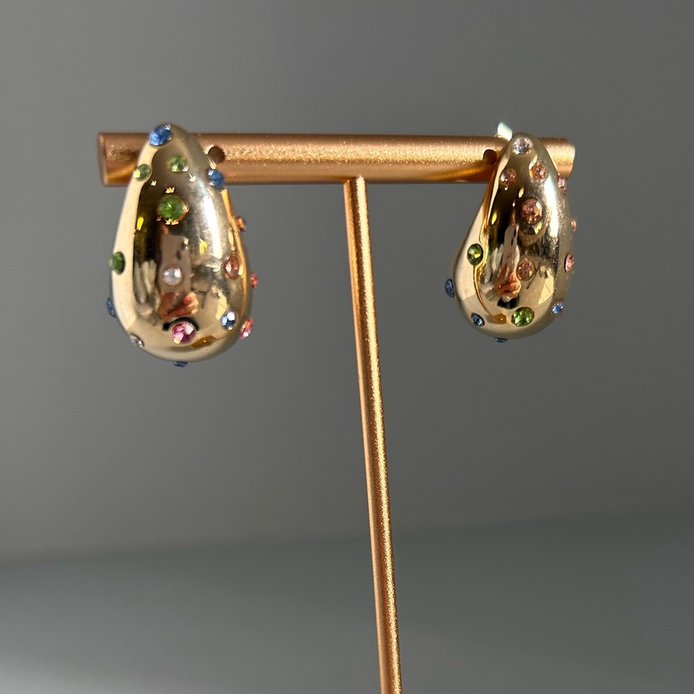 18k GOLD Plated Brass Water Droplets Earrings NEW